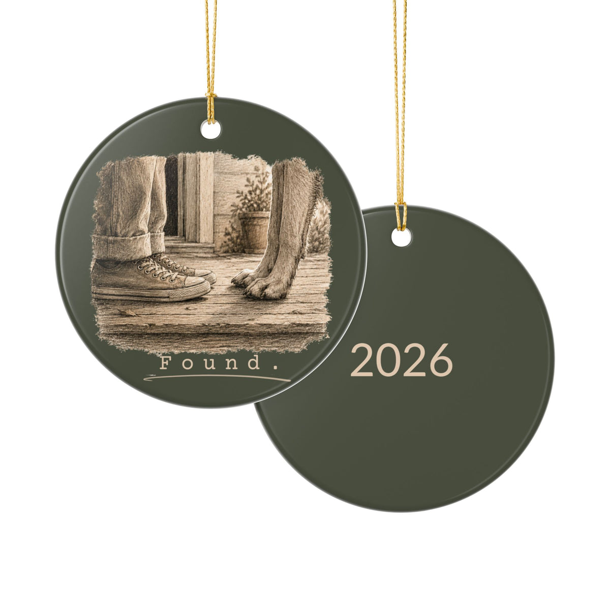 Found. Ceramic Keepsake Ornament 2026 Light Dog