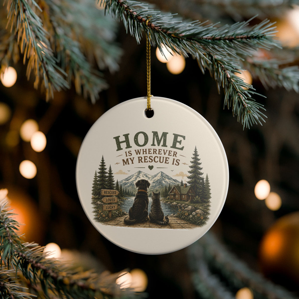 Home Is Wherever My Rescue Is  Ceramic Keepsake Ornament (2026)