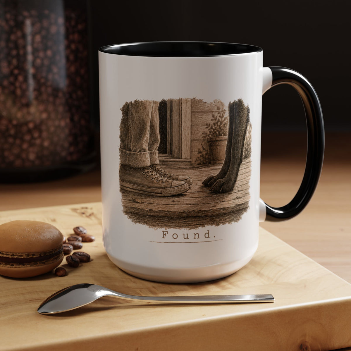 Found. Ceramic Mug (15oz) Dark Dog